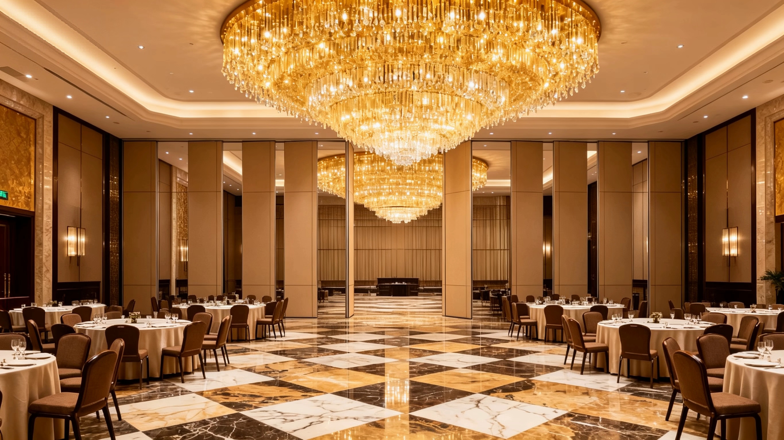 成都锦江宾馆酒店宴会厅隔断案例-100型活动隔断安装实景